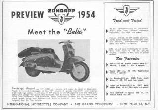 1954 Zundapp Bella Scooter Original Ad  
