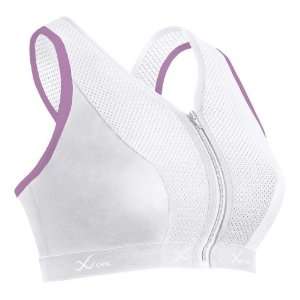  CW X Xtra Support Zip Bra for Women  40D White/RosePink 