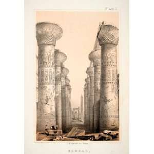   Archeology Hypostyle Hall Karnak Temple Amon Re   Original Lithograph
