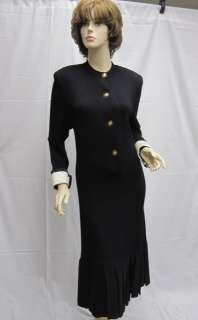 St John COLLECTION Black White Pleated Dress Size 6 8  