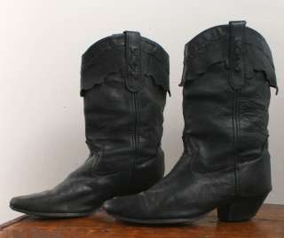 Vtg Laredo Black Boots Leather Western Cowboy 7.5 8  