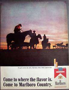 1966 cowboy & horse silhouettes Marlboro Cigarette ad  