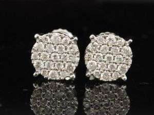   WHITE GOLD ROUND DIAMOND CIRCLE CLUSTER 0.50 CT STUD EARRINGS  