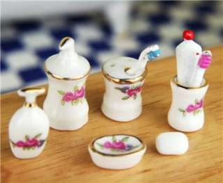 Dollhouse Miniature Bathroom Porcelain Soap Cup Bottle  