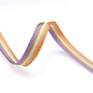 Grosgrain Stripe Ribbon 3/8 Yellow, Purple and Orange 10 Yards 