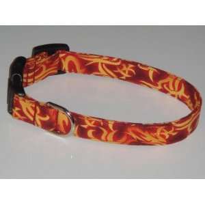   Fire Flame Orange Yellow Dog Collar X Small 1/2 