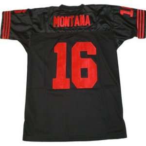 San Francisco 49ers 16# Montana Black Throwback NFL Jerseys Authentic 