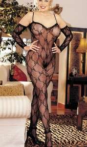 Plus Size Stretch Lace Body Stocking W/Attached Sleeves 760299022281 