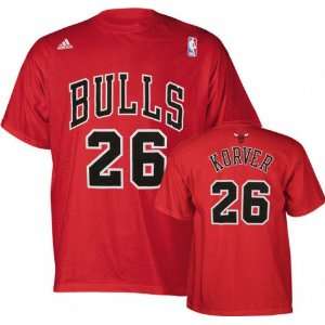 Mens Chicago Bulls #26 Kyle Korver Red Game Time Name & Number Tshirt