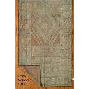  4x9 Hand Knotted Morrocan Morroco Rug   43x91