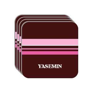 Personal Name Gift   YASEMIN Set of 4 Mini Mousepad Coasters (pink 