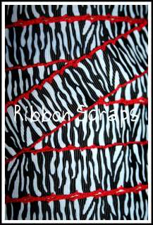   RED MOON STITCH BLACK WHITE ZEBRA ANIMAL PRINT GROSGRAIN RIBBON  