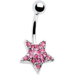 Twilight Star Passion Pink Gem Banana Belly Ring