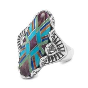  Pollack Sterling Silver Turquoise Channel Inlay Serenity Ring Jewelry