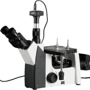 AmScope 50X 800X Inverted Trinocular Metallurgical Microscope + 9.1MP 