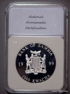 ZAMBIA 1999 100 EUROS COMMEMORATIVE 1000 KWACHA SLABBED GEM+ PROOF KM 