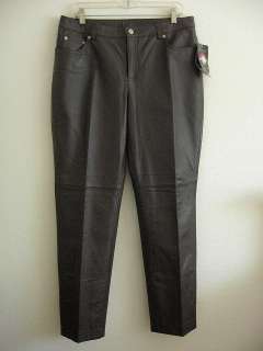 Jeanology Newport News Leather Pants Slacks 14 Brown  