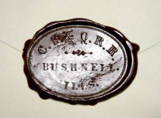 Wax Seal Impression   C.B. & Q. R.R.   Bushnell, IL  