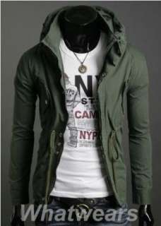   Slim Stand Collar Zip Up Coat Jacket 3 Color 4 Size Green Z95  