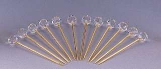SET OF 12 GOLD PLATED AND CRYSTAL MARTINI PICKS  