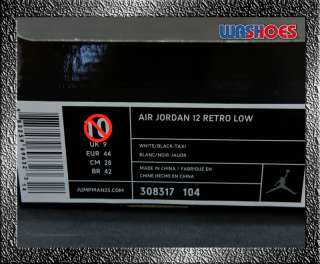 Nike Air Jordan 12 Retro Low White Black Taxi US 9.5~11  