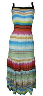 Rainbow Striped Black Braid Trim Sun Dress Size 8 10 12 14 New  