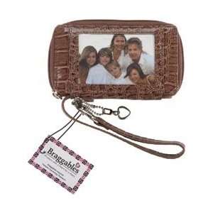  Wristlet Smart Case In Wet Croco 5.5X3.5X.875   Cocoa 