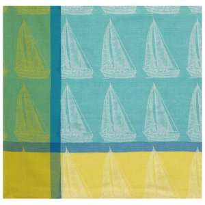   Sailboat Aqua Blue and Yellow Tablecloth 60x60 Inches