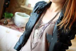 MELO YUMI RETRO LEAVES LAYERS TOPSHOP VINTAGE NECKLACE  