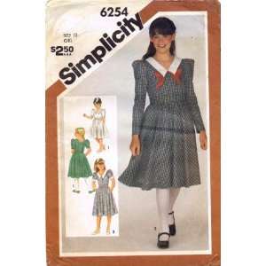 Simplicity 6254 Sewing Pattern Girls Semi Fitted Dress & Obi Sash Size 