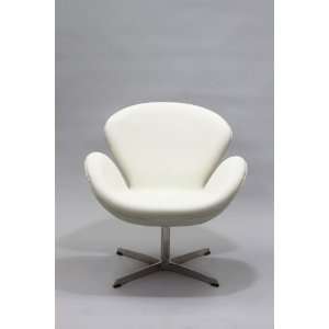 Lexington Modern Arne Jacobsen Swan Chair, White Aniline Leather 