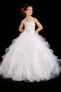 Perfect Angels 1305 White Girls Pageant Gown 6  