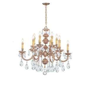  Ornate Cast Brass Chandelier Accented with Majestic Wood 