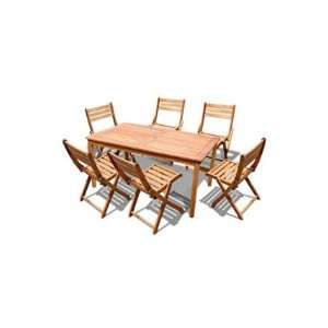 VIFAH Balthazar Rectangular Table And Wood Folding Armchair Dining Set