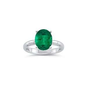 40 Cts 6x4 mm Oval Lab Created Emerald Scroll Ring in 14K White Gold 