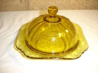 Yellow depression covered butter dish  