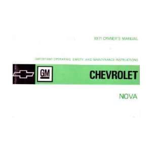  1971 CHEVROLET NOVA Owners Manual User Guide Automotive