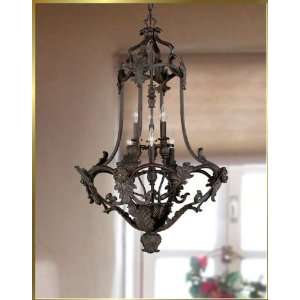  Wrought Iron Chandelier, JB 7132, 6 lights, Bronze, 25 