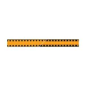  Solid Ribbon W/Dot Wired Edge 5/8X30 Yards Orange W/Black 