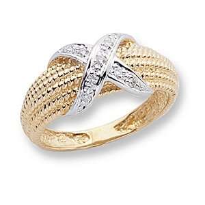  Ladies Diamond 6 Row Rope X Ring Jewelry