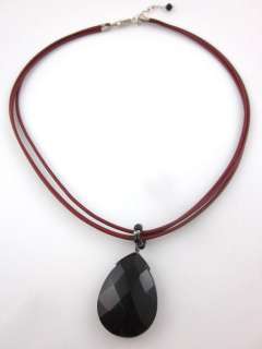 DESIGNER Black Faceted Onyx Pendant Necklace  