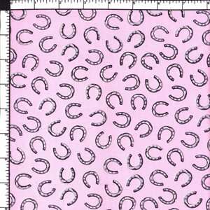 Pink Horseshoes Allover Cotton Fabric  44x 1yard CUTE  