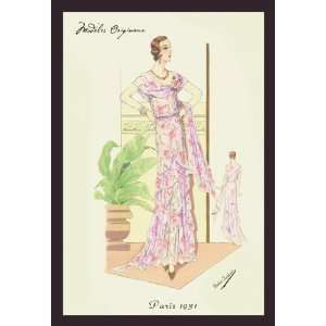  Layered Summer Dress in Flower Print 12x18 Giclee on 