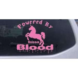 Pink 10in X 11.0in    Powered By Unicorn Blood Funny Car Window Wall 