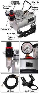 Brand New Dual Action Gravity Feed Airbrush Kit with High efficiency 