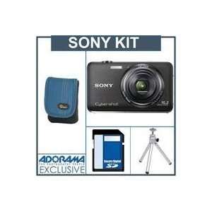  Sony Cyber shot DSC WX9 Digital Camera Kit   Black   with 