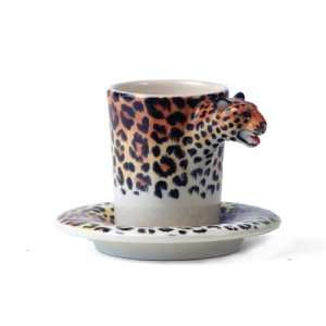 Leopard Handmade Espresso Cup And Saucer (5cm x 8cm) 