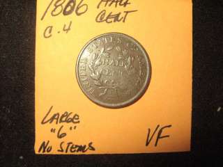 1806 C 4 LARGE 6 WITH STEMS VF (ENVELOPE IS INCORRECT) DRAPED BUST 