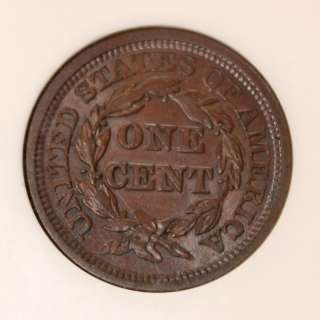 1846 LARGE CENT BRAIDED HAIR TALL DATE NGC MS62BN  