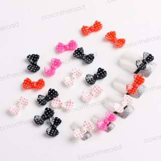   3D Acrylic Bow Tie Beads Slices Nail Art Tips DIY Decorations  